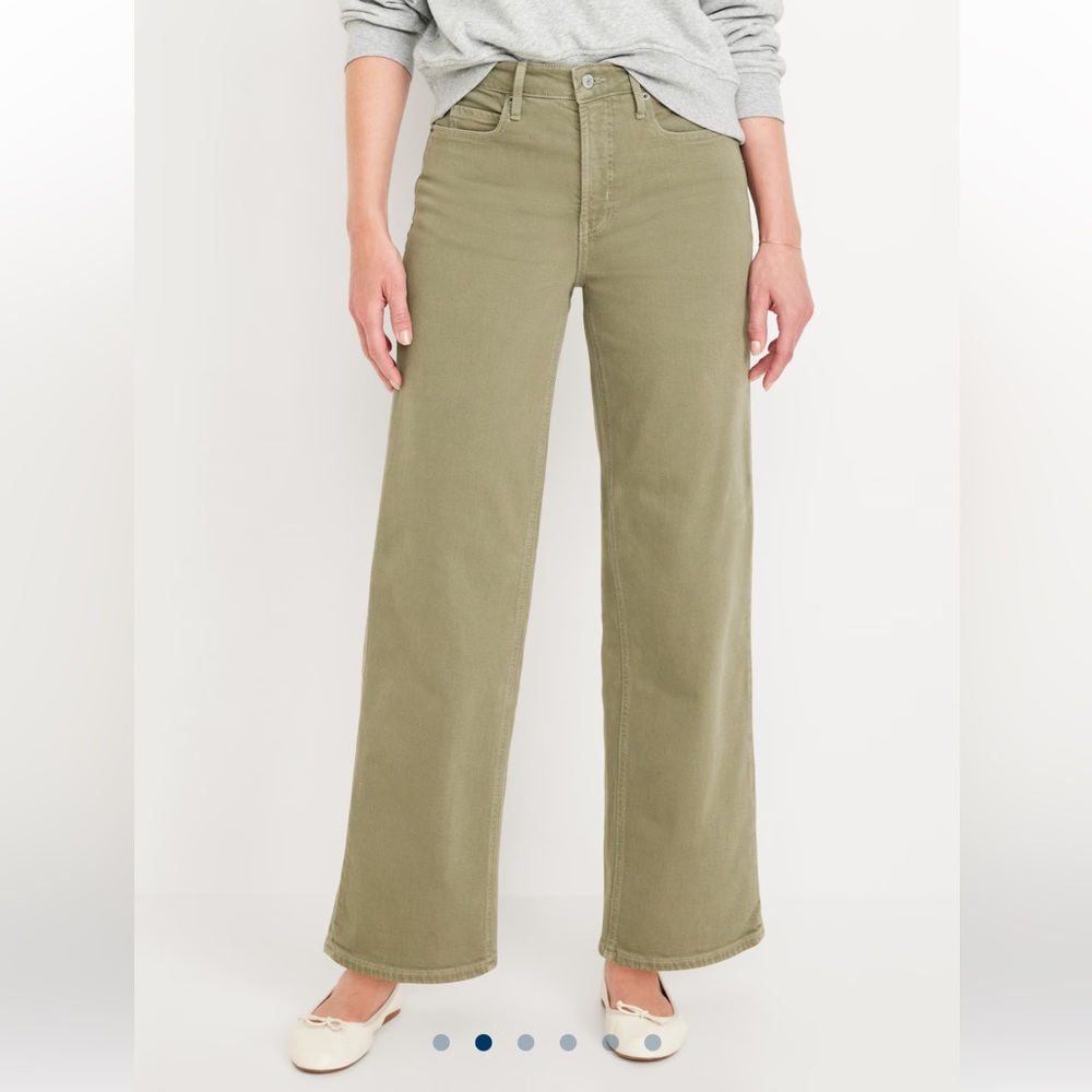 Old Navy Green Flare Wide Leg Jeans